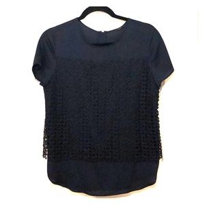 Navy Blue Lace overlay Ann Taylor Blouse 💙💙 S